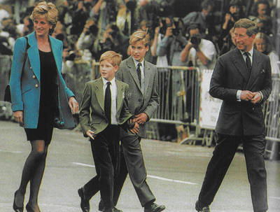 Princesa Diana, Harry, William e príncipe Charles