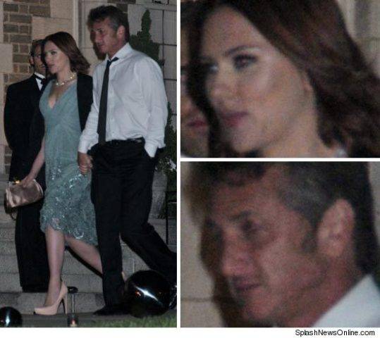 Scarlett Johansson é fotografada com Sean Penn na saída de uma festa