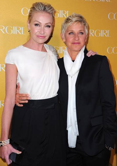 A atriz Portia de Rossi e a apresentadora Ellen DeGeneres