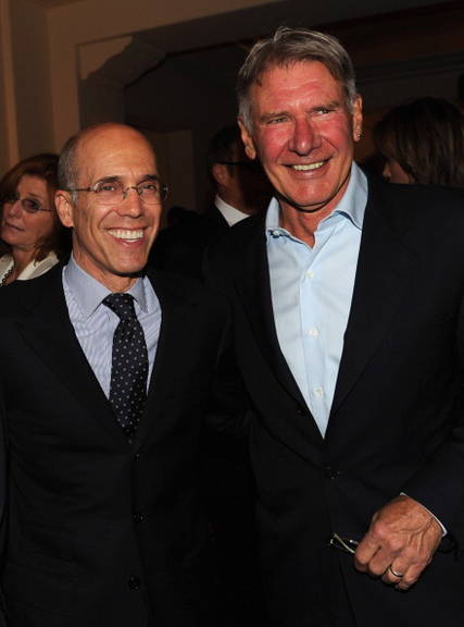 O ator Harrison Ford posou com o CEO da DreamWorks Animation, Jeffrey Katzenberg