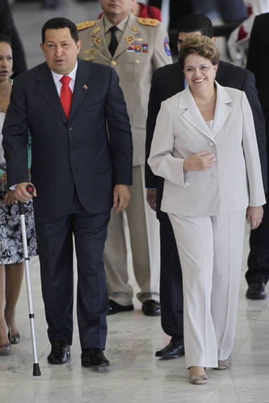 Dilma Rousseff recebe Hugo Chavez no Palácio do Planalto