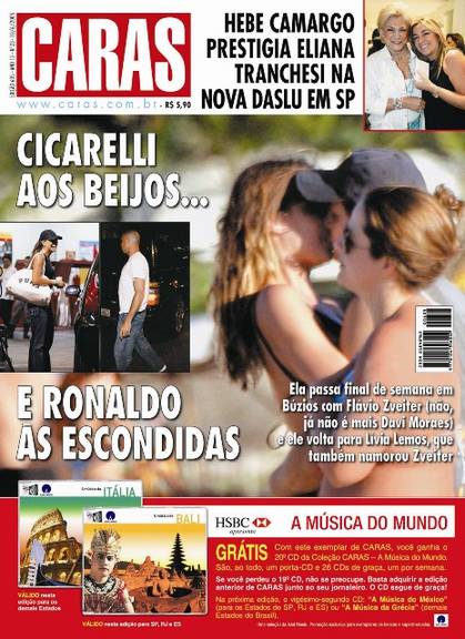 10/06/2005 - Cicarelli aos beijos...E Ronaldo às escondidas
