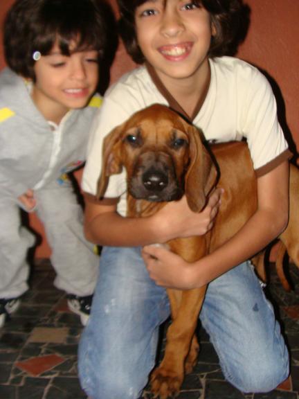 Matheus Costa com o cachorro Bolt