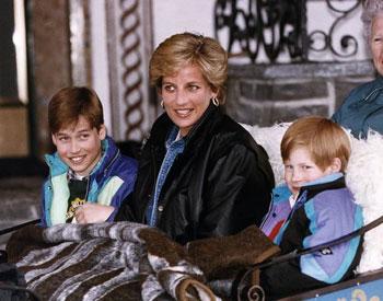 Diana com William e Harry
