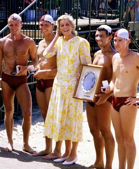 Encontro da princesa Diana com salva-vidas na Austrália