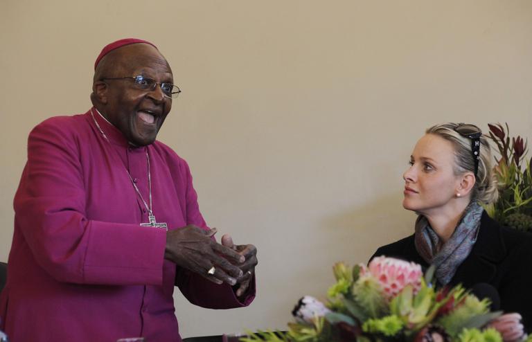 Princesa Charlene e o arcebispo Desmond Tutu