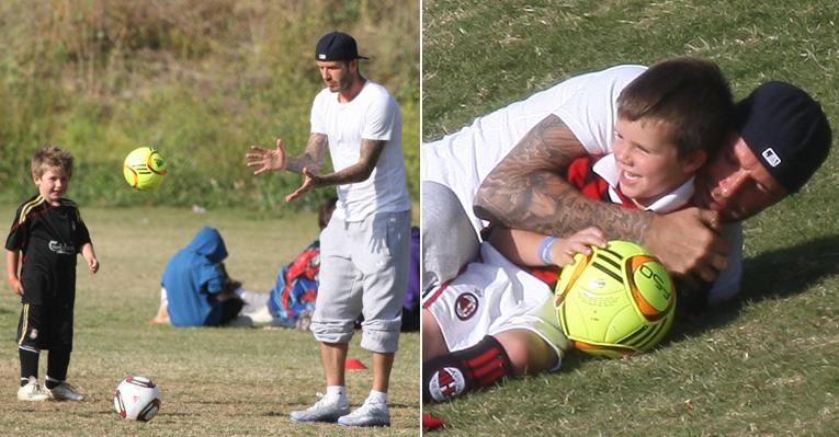 David Beckham ensina o que sabe fazer de melhor ao filho Cruz, além de dar muito carinho