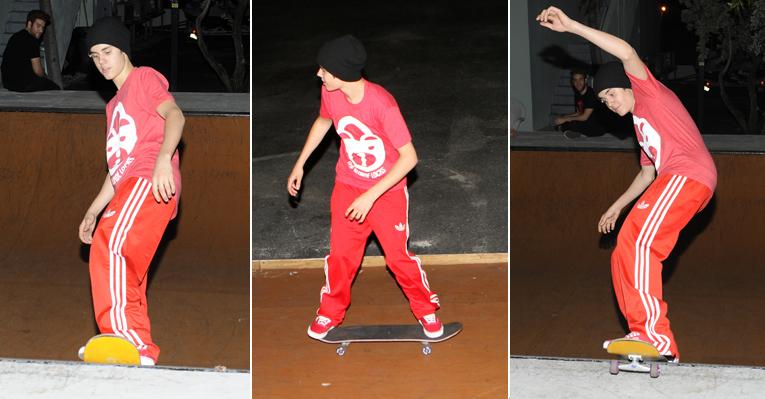 Justin Bieber mostra seu talento em cima do skate