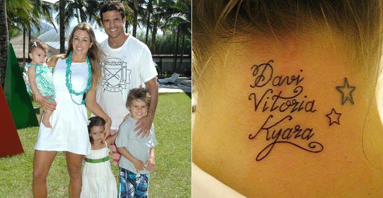 Joana Prado tatuou o nome dos três filhos em sua nuca