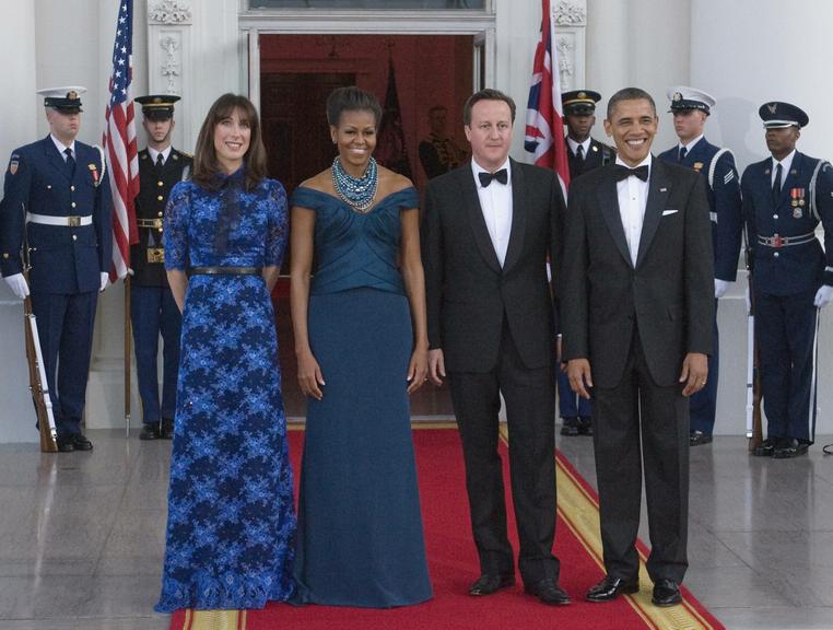 Barack Obama e Michelle Obama com o primeiro-ministro britânico David Cameron e sua esposa