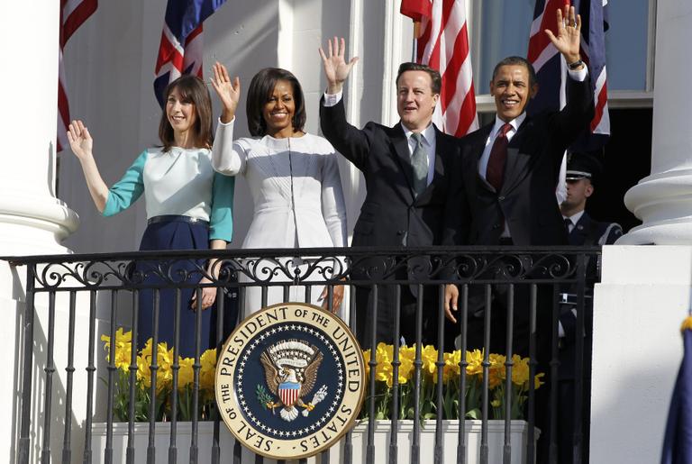 Barack Obama e Michelle Obama com o primeiro-ministro britânico David Cameron e sua esposa