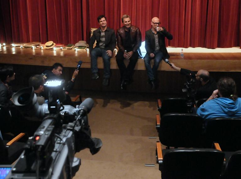 Pedro Garcia Netto, Edson Celulari e o diretor Gilberto Gawronski na coletiva de 'Nem Um Dia Se Passa Sem Notícias Suas'