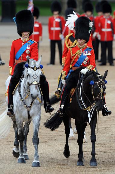 Príncipe William e Príncipe Charles desfilam na Trooping The Colour