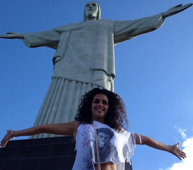 Noemí visita o Cristo Redentor no Rio de Janeiro