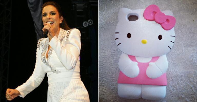 Ivete Sangalo optou pela capinha no formato da Hello Kitty