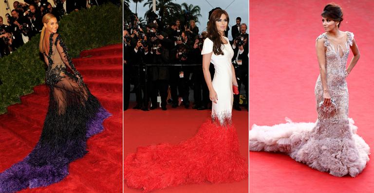 Beyoncé em Nova York, Cheryl Cole e Eva Longoria em Cannes: todas apostam nos vestidos com plumas