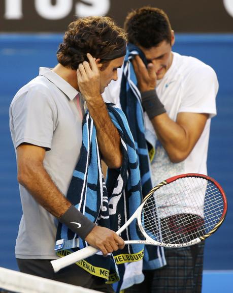O suíço Roger Federer e o australiano Bernard Tomic