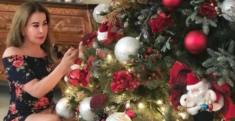 Zilu Camargo monta árvore gigante de Natal em sua mansão