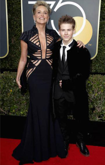 Sharon Stone veste Vitor Zerbinato no Golden Globes