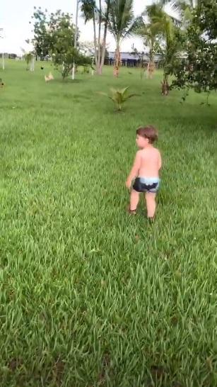 Andressa Suita mostra o filho se divertindo em dia no campo