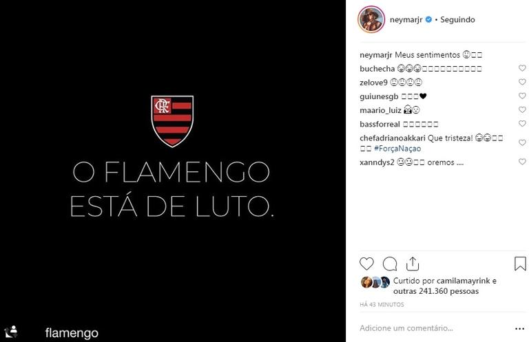 Jogadores lamentam tragédia no CT do Flamengo