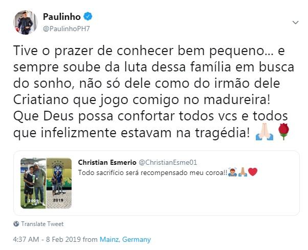 Jogadores lamentam tragédia no CT do Flamengo