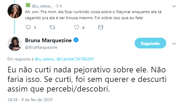 Bruna Marquezine esclarece curtidas em postagens envolvendo Neymar Jr.