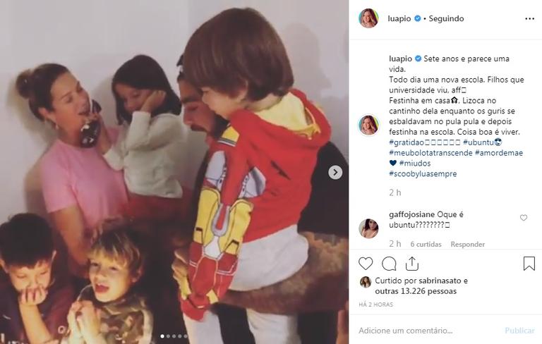 Ao lado de Pedro Scooby, Luana Piovani comemora aniversário do filho, Dom, com festinha em casa e na escola