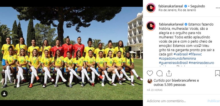 Celebridades prestigiando a seleção brasileira - Fabiana Karla