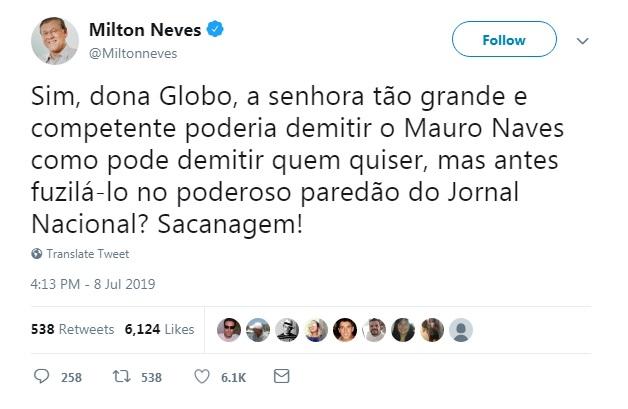 Jornalista defendem Mauro Naves após demissão da Globo
