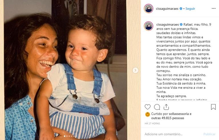Cissa Guimarães comove ao falar dos 9 anos da morte do filho
