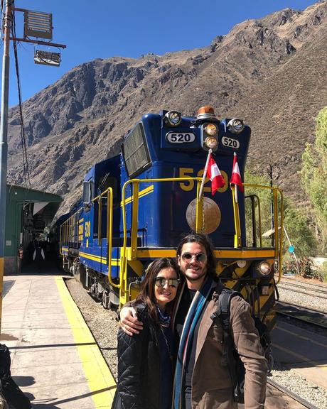 Fátima Bernardes e Túlio Gadêlha se divertem no Peru