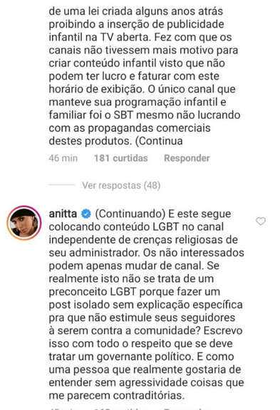 Anitta questiona Bolsonaro nas redes sociais sobre acusação de homofobia: ''Gostaria de entender''