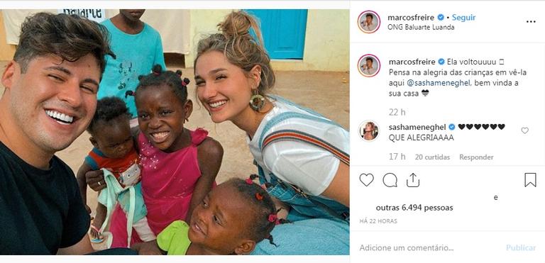 Sasha Meneghel embarca missão humanitária na África