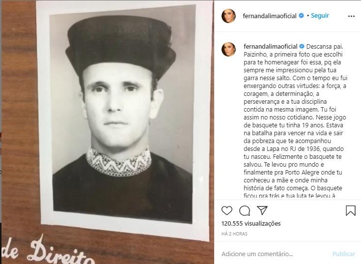 Fernanda Lima lamenta a morte do pai e comove web